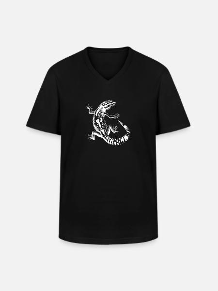 Schwarzweiß Echse Silhouette Leopardgecko - Männer-T-Shirt mit V-Ausschnitt - Schwarz