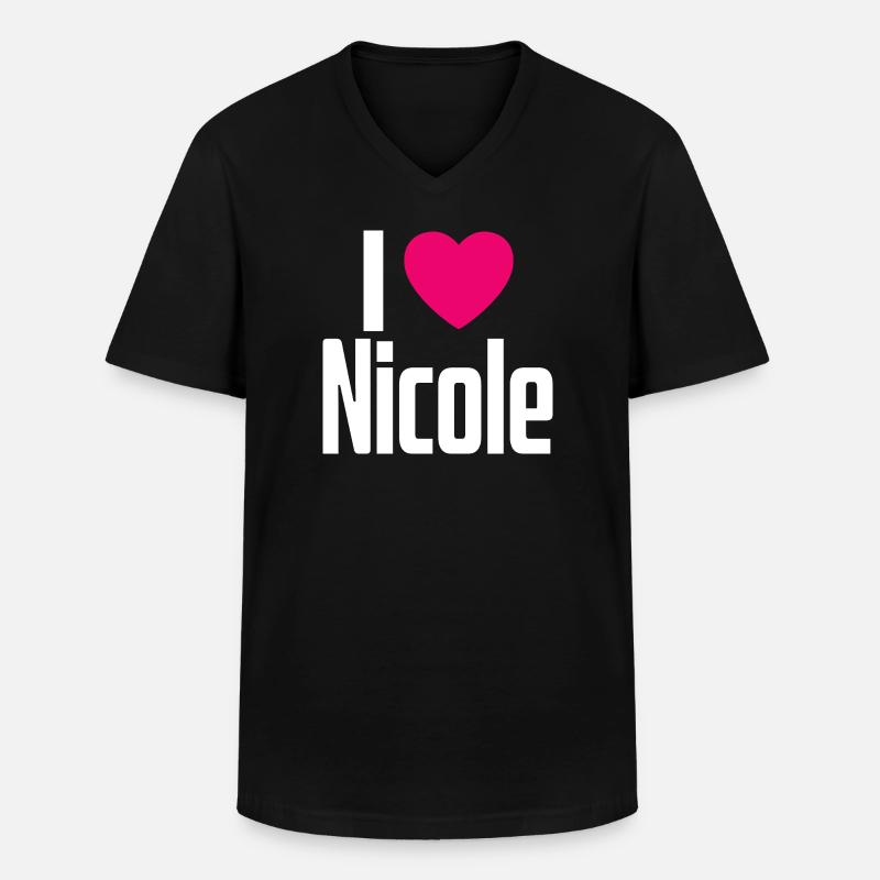 Amo Nicole Cuore Rosa Amo Nicole - Maglietta da uomo classica con scollo a V - nero