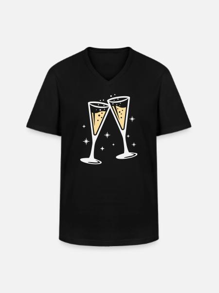 Sektglas Prosecco Sekt Alkohol Prost - Men's V-Neck T-Shirt - black