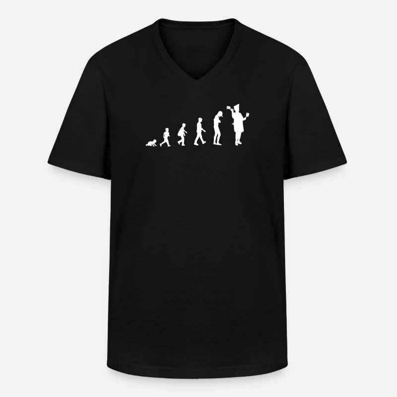 Evolution from baby to butcher / profession - Men's V-Neck T-Shirt - black