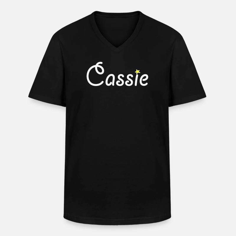Cassie - Männer-T-Shirt mit V-Ausschnitt - Schwarz