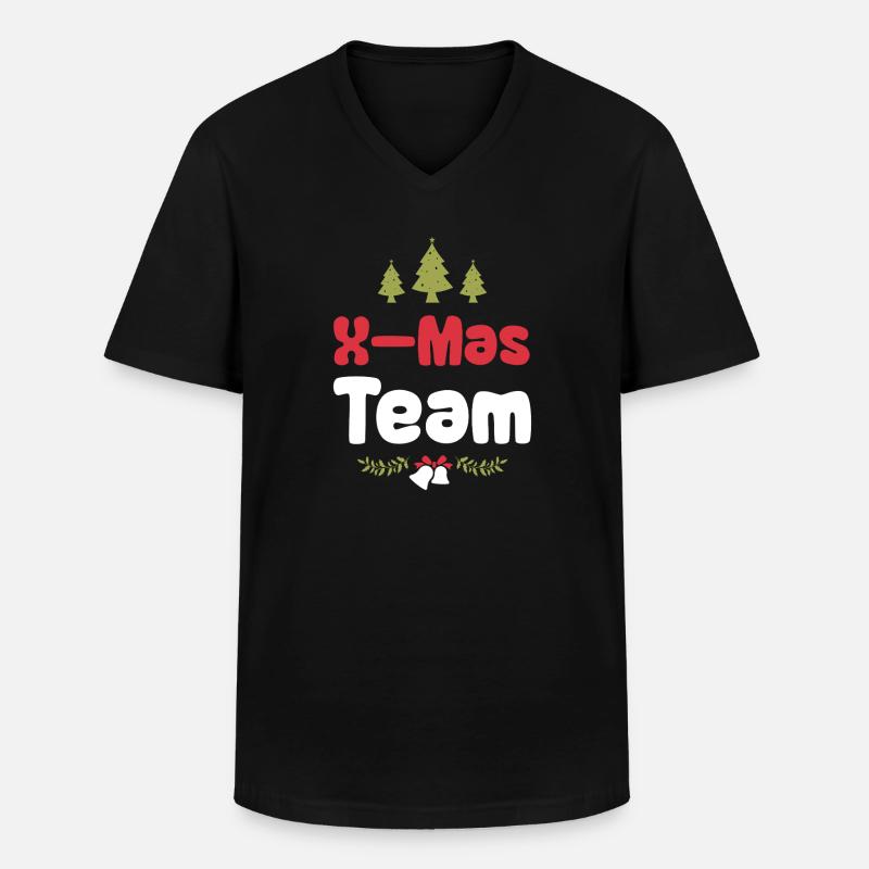 X-Mas Team - Männer-T-Shirt mit V-Ausschnitt - Schwarz