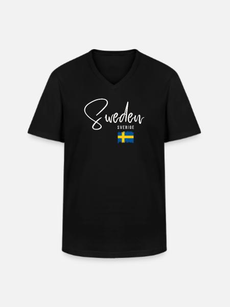 Made in Sweden, Swedish roots - Men's V-Neck T-Shirt - black