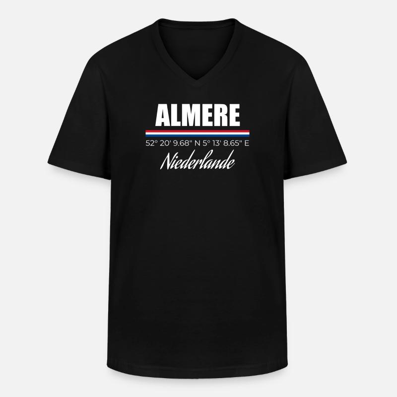 Almere - Männer-T-Shirt mit V-Ausschnitt - Schwarz