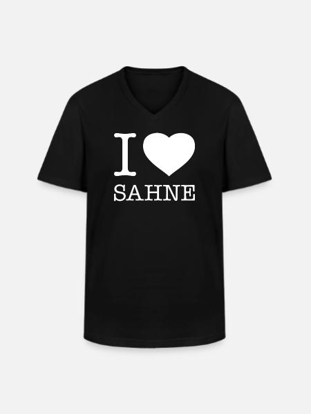 I love Sahne - Männer-T-Shirt mit V-Ausschnitt - Schwarz