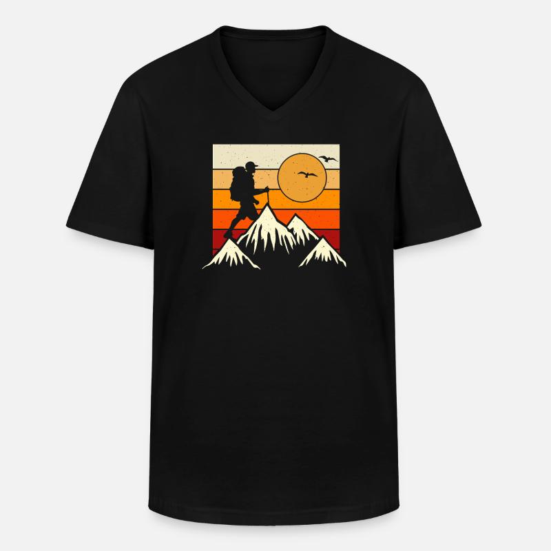 Wandern Wanderer Bergsteiger Geschenk - Männer-T-Shirt mit V-Ausschnitt - Schwarz