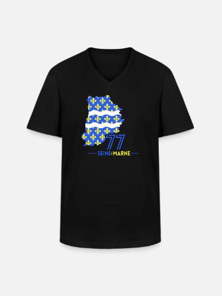 Seine et Marne 77 - Men's V-Neck T-Shirt - black