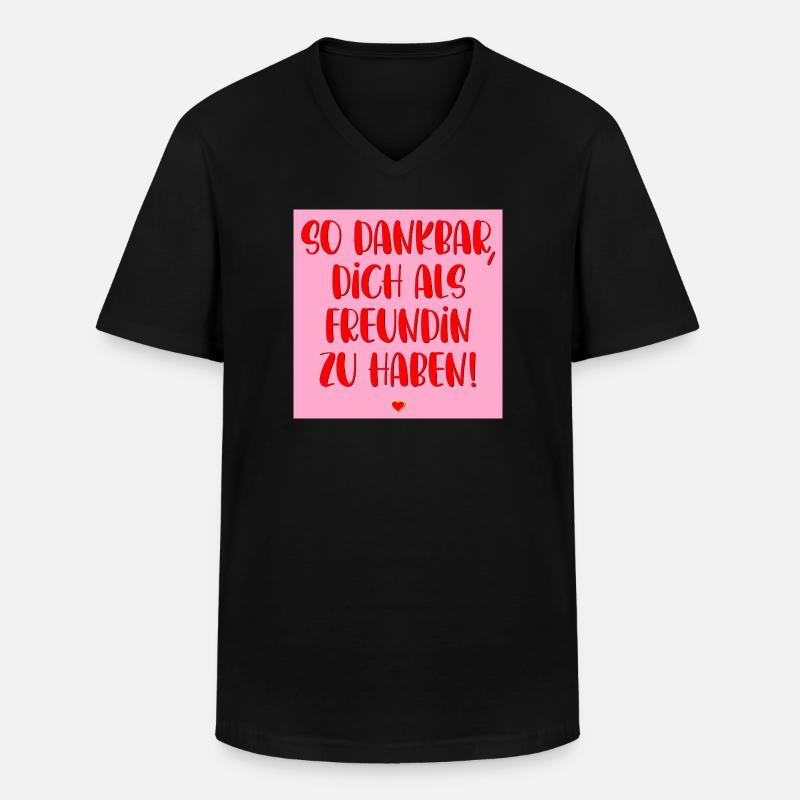 DANKBAR FREUNDSCHAFT HERZ - Männer-T-Shirt mit V-Ausschnitt - Schwarz
