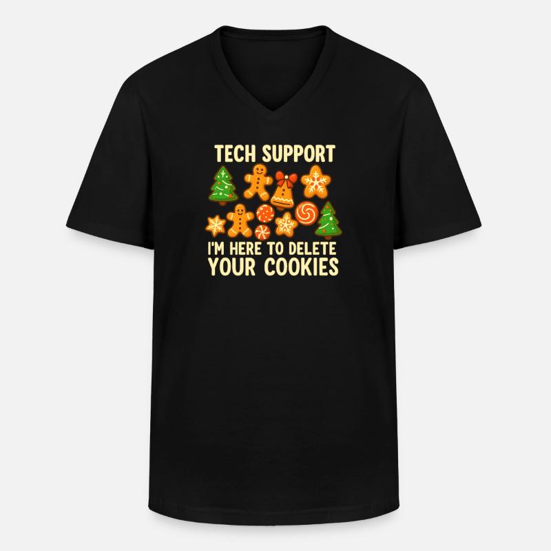 Support technique Cookie Noël Mème - T-shirt col V Homme - noir