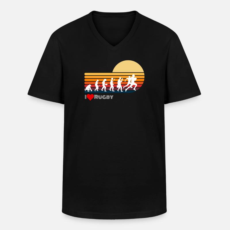 Rugby Retro Evolution Sunset - Men's V-Neck T-Shirt - black