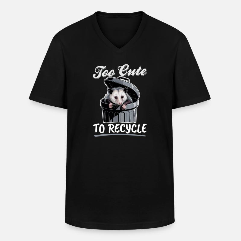 Funny Opossum - Männer-T-Shirt mit V-Ausschnitt - Schwarz