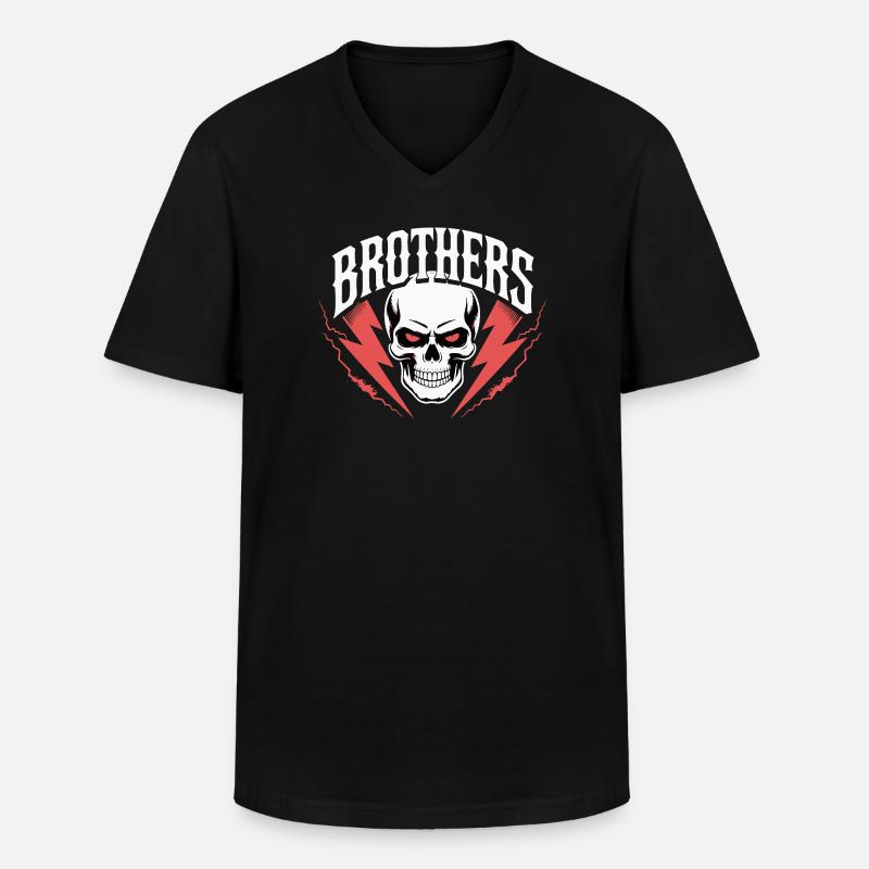 Brüder Schädel Donnerwappen - Männer-T-Shirt mit V-Ausschnitt - Schwarz