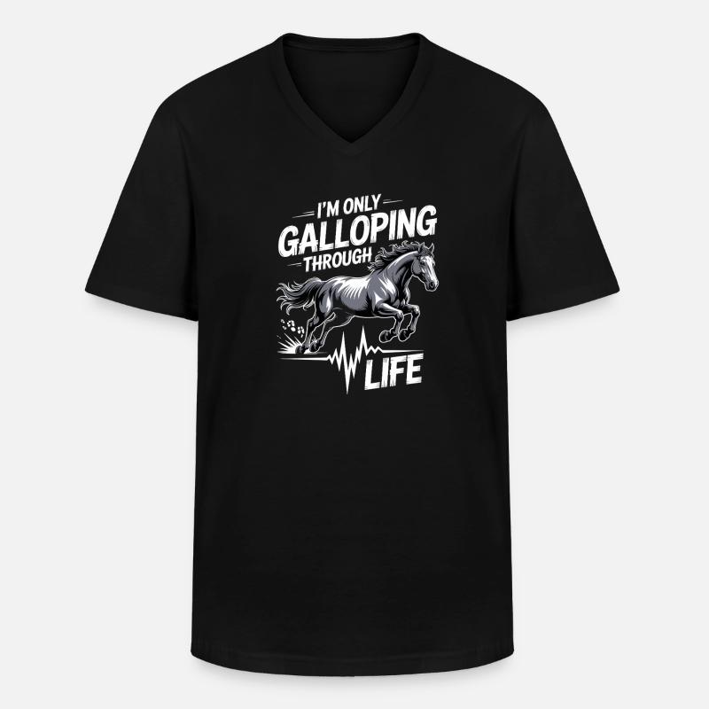 Ich Galoppiere Nur Durchs Leben - Männer-T-Shirt mit V-Ausschnitt - Schwarz