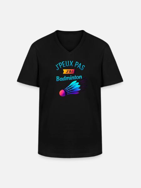I can't I badminton - Men's V-Neck T-Shirt - black