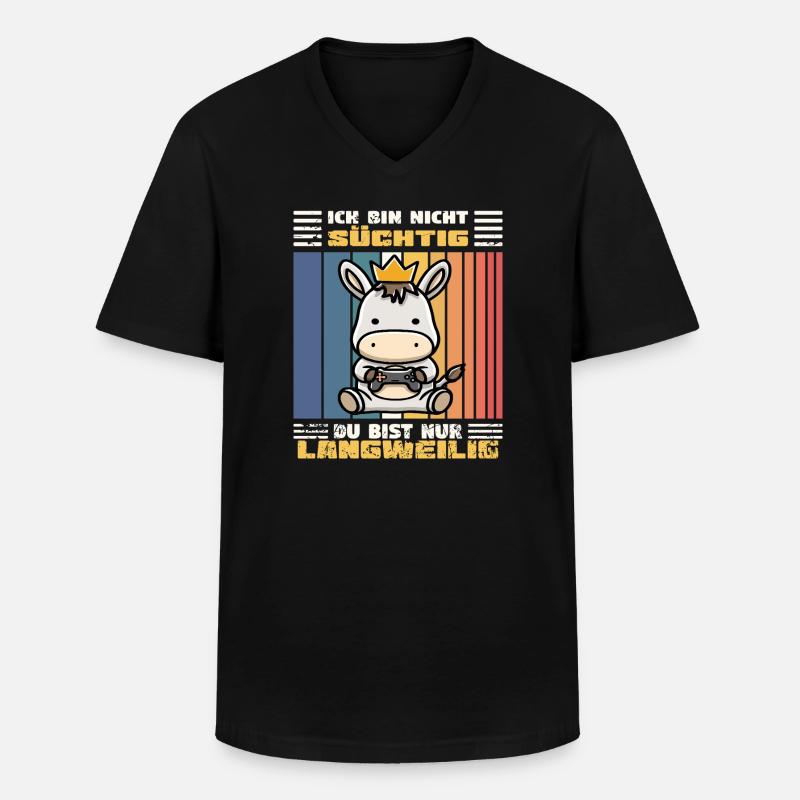 Gaming Esel - Männer-T-Shirt mit V-Ausschnitt - Schwarz