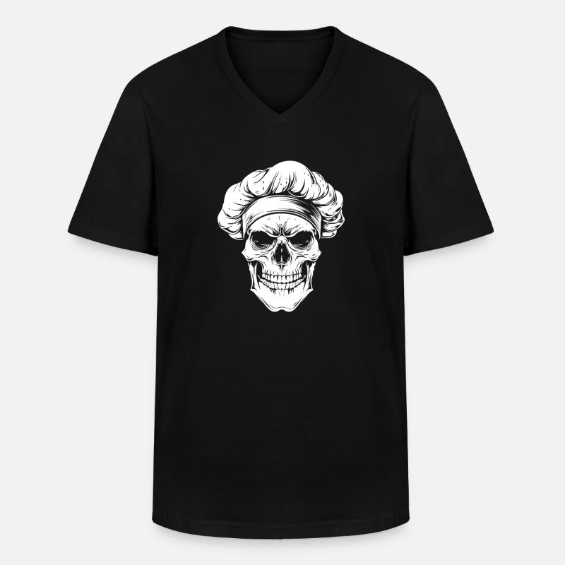 Kochskull Gothic Küchenkunst - Männer-T-Shirt mit V-Ausschnitt - Schwarz