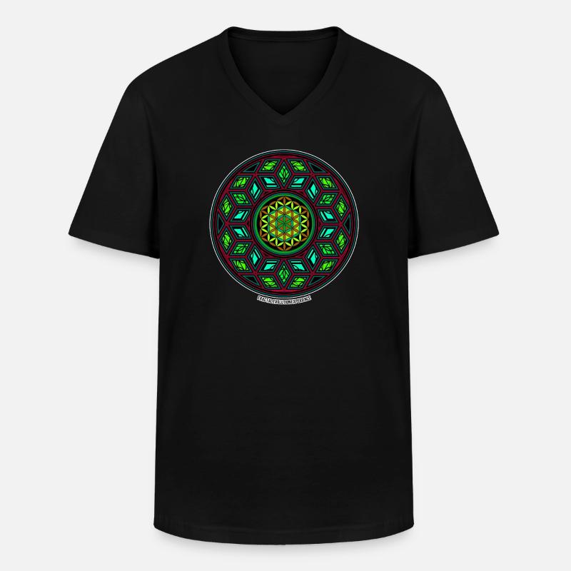 Fractal Evolution Kaleidoskop Mandala Muster Yoga - Männer-T-Shirt mit V-Ausschnitt - Schwarz