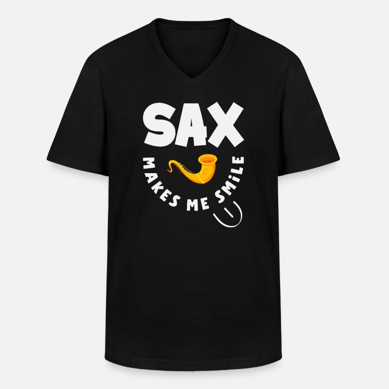 Saxofon - Männer-T-Shirt mit V-Ausschnitt - Schwarz
