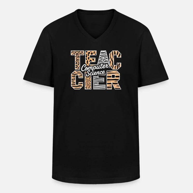 Computer Science Lehrer Tiermuster Stil - Männer-T-Shirt mit V-Ausschnitt - Schwarz