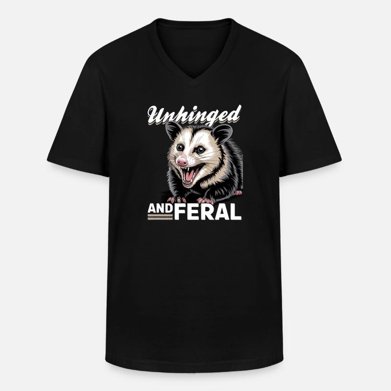 Funny Opossum - Männer-T-Shirt mit V-Ausschnitt - Schwarz