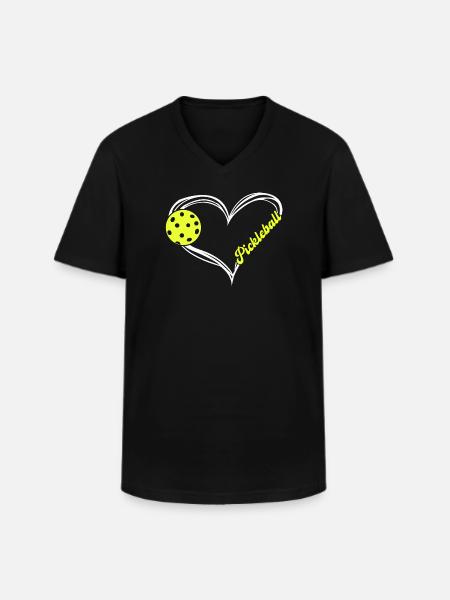 Pickleball Heart Neon Love - Men's V-Neck T-Shirt - black
