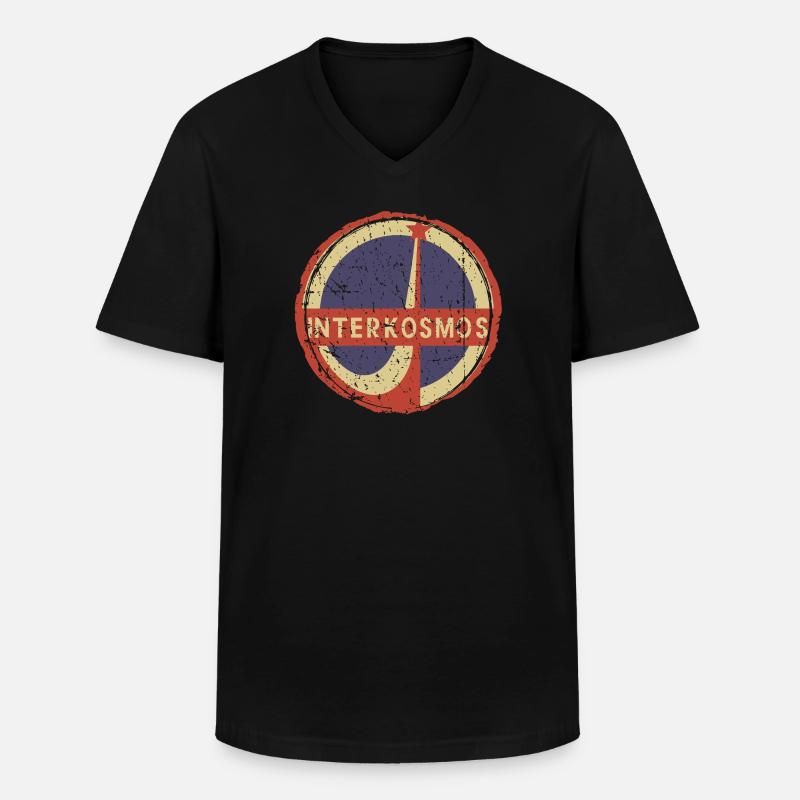 Interkosmos DDR Retro Circle Emblem - Männer-T-Shirt mit V-Ausschnitt - Schwarz