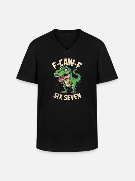 Kräischen Dino Sechs Sieben - Männer-T-Shirt mit V-Ausschnitt - Schwarz