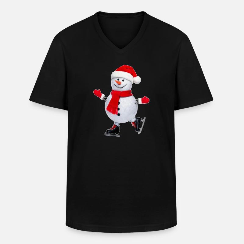 Schneeman - Männer-T-Shirt mit V-Ausschnitt - Schwarz