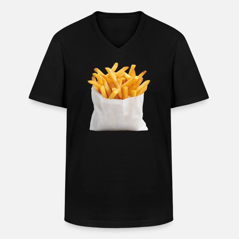 Frites Sac de restauration rapide - T-shirt col V Homme - noir