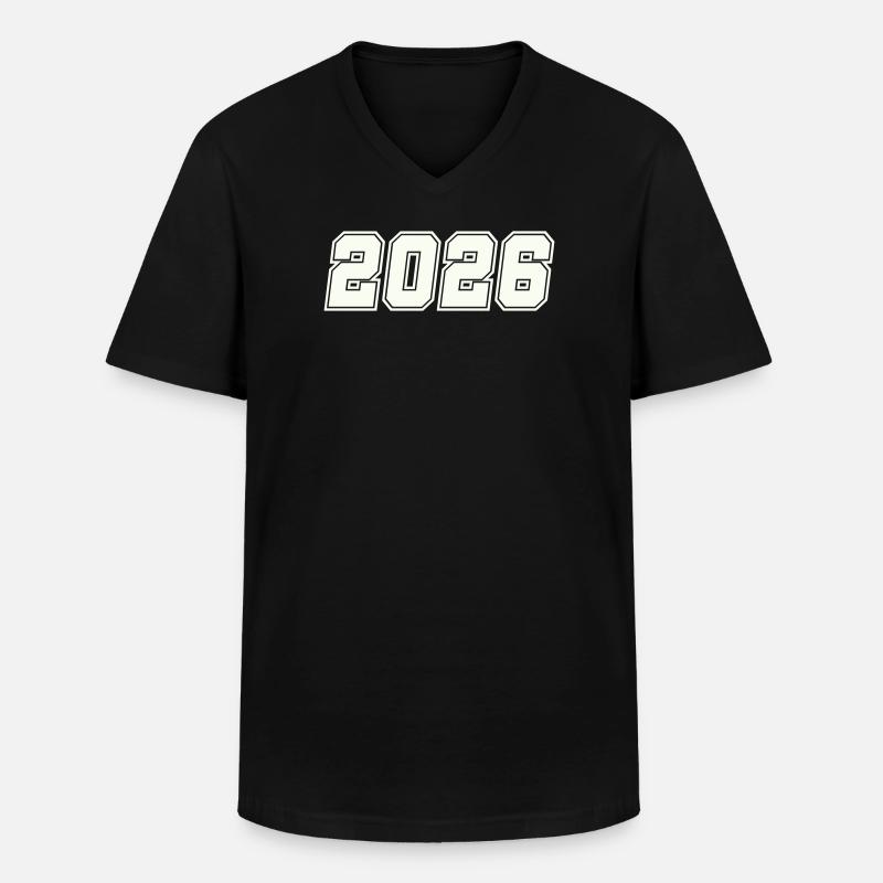 2026  - Männer-T-Shirt mit V-Ausschnitt - Schwarz