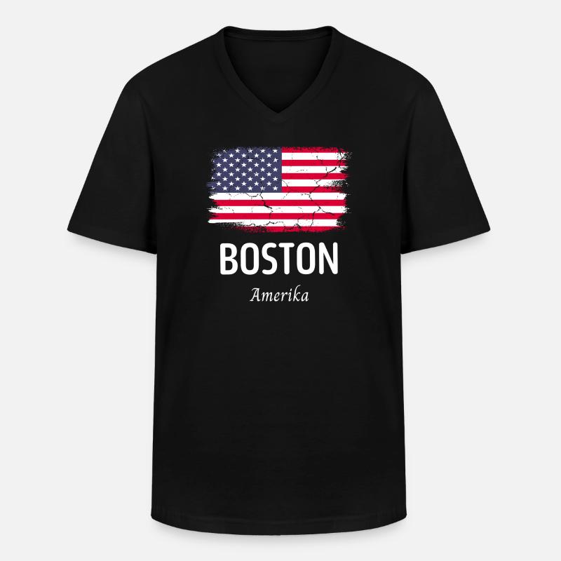 Boston - Männer-T-Shirt mit V-Ausschnitt - Schwarz