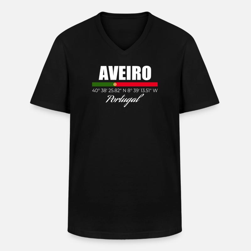 Aveiro - Männer-T-Shirt mit V-Ausschnitt - Schwarz