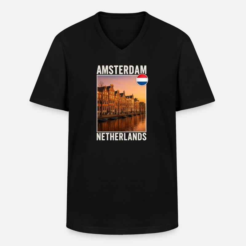 Amsterdam - Männer-T-Shirt mit V-Ausschnitt - Schwarz