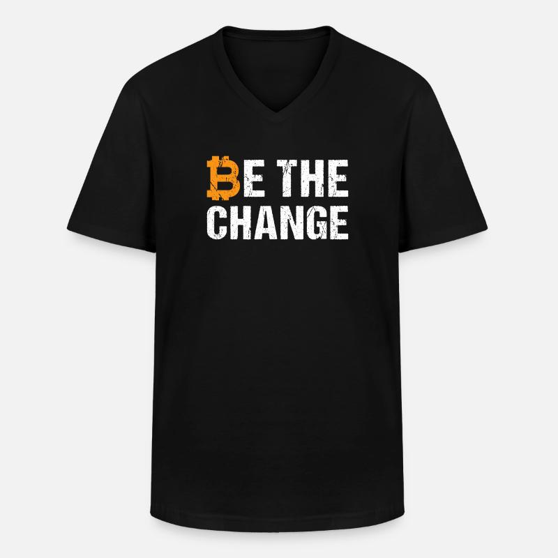 Bitcoin Be The Change - Männer-T-Shirt mit V-Ausschnitt - Schwarz