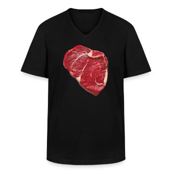 Steak - Männer-T-Shirt mit V-Ausschnitt - Schwarz - Vorne - AI Model Male 178 dark (178cm)