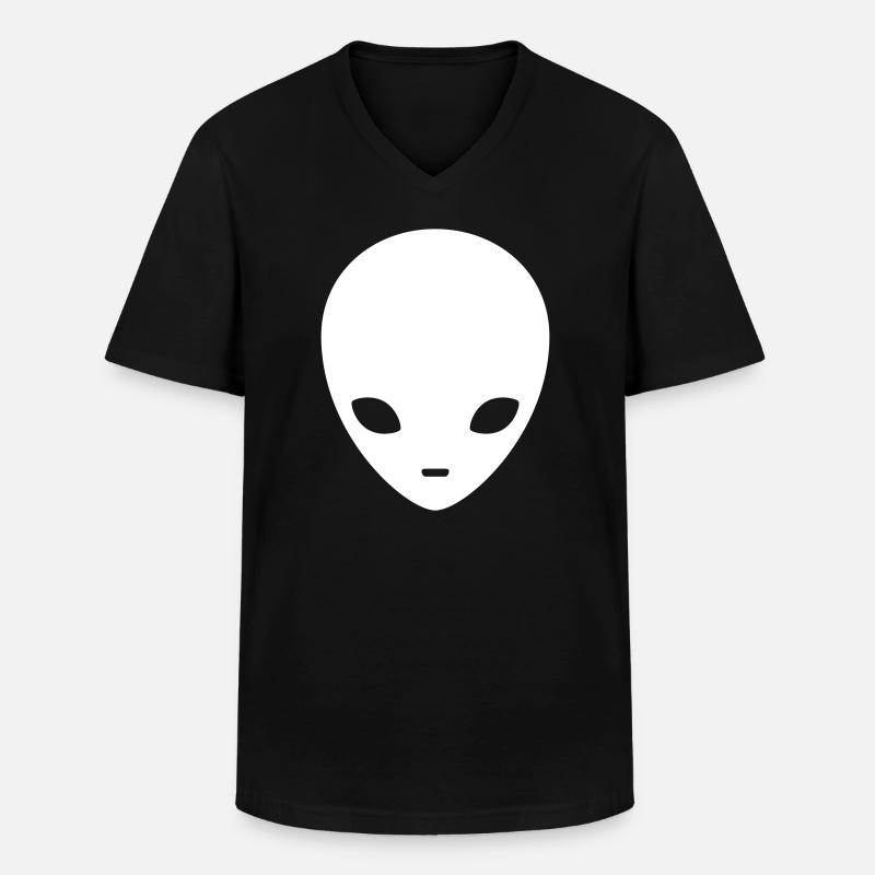 Cosmic Alien Silhouette Minimal - Männer-T-Shirt mit V-Ausschnitt - Schwarz