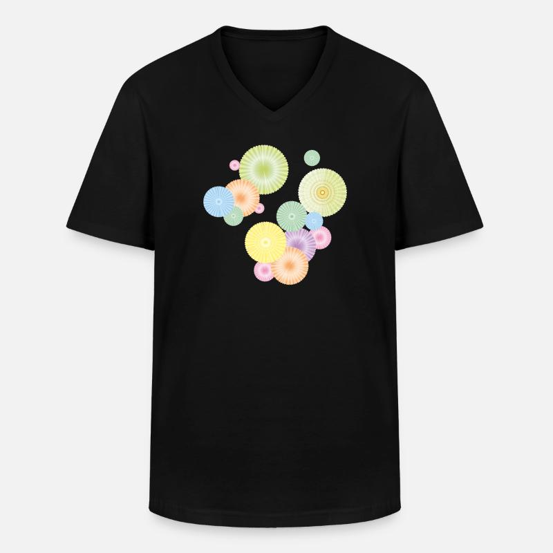 Pastell-Rosetten – dekorative Fächerstruktur - Männer-T-Shirt mit V-Ausschnitt - Schwarz