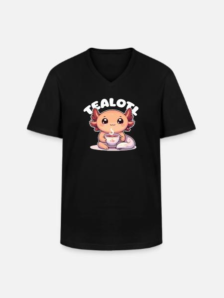 Cute Axolotl Tea Pun Tealotl - Men's V-Neck T-Shirt - black