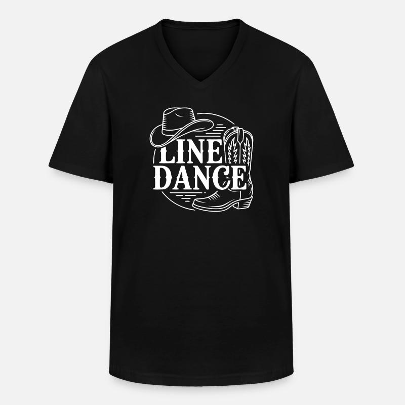 Line Dance Western Bootskizze - Männer-T-Shirt mit V-Ausschnitt - Schwarz
