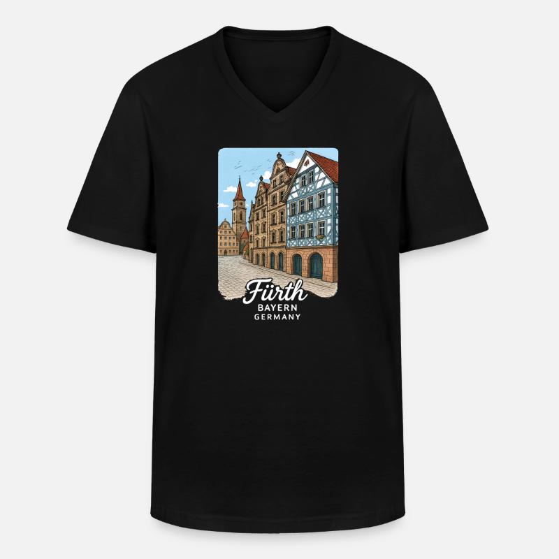 Fürth - Männer-T-Shirt mit V-Ausschnitt - Schwarz