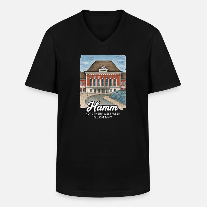 Hamm - Männer-T-Shirt mit V-Ausschnitt - Schwarz
