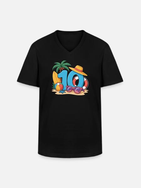 10th Birthday Vacation 10 Years - Men's V-Neck T-Shirt - black