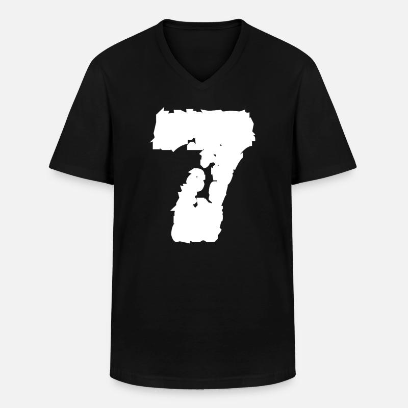 7 Nummer sieben - Männer-T-Shirt mit V-Ausschnitt - Schwarz