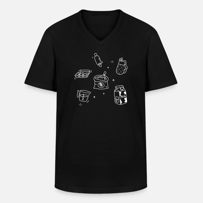 Küchen Doodles Weiße Linien - Männer-T-Shirt mit V-Ausschnitt - Schwarz