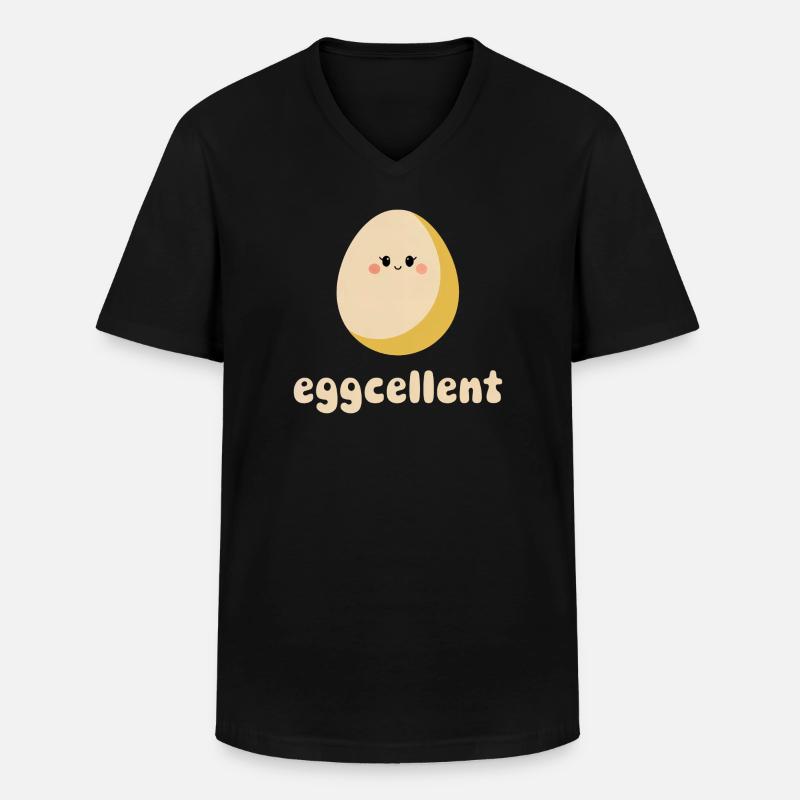 Eggcellent – Süßes Frühstücksei - Männer-T-Shirt mit V-Ausschnitt - Schwarz