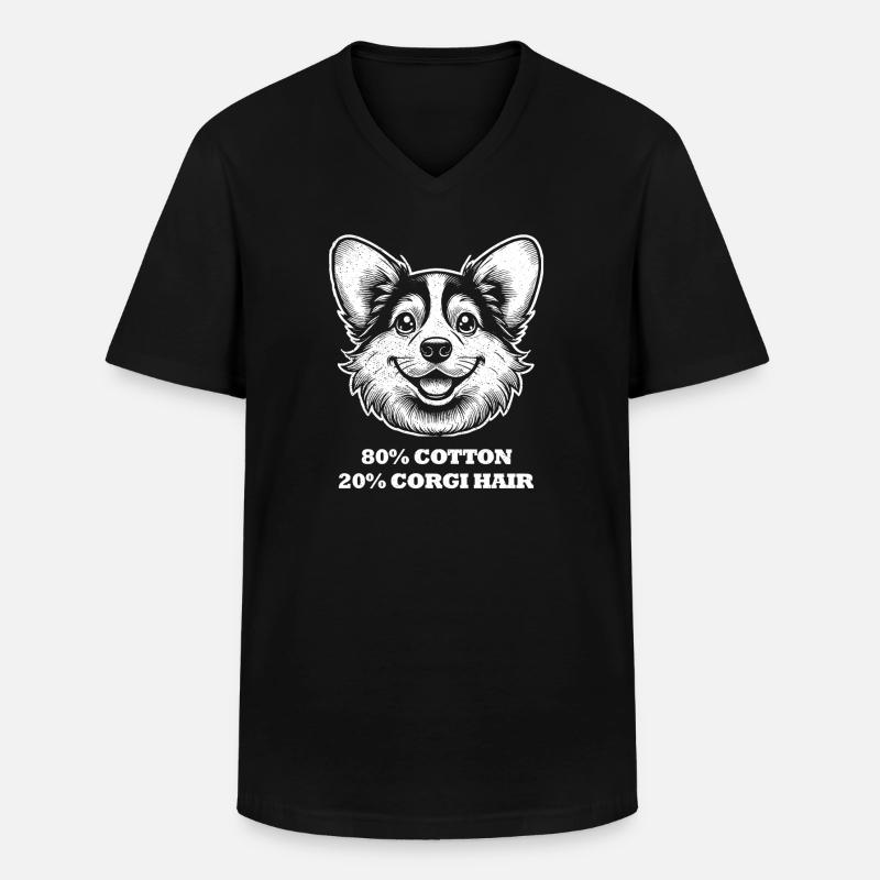 Corgi Haare - Männer-T-Shirt mit V-Ausschnitt - Schwarz