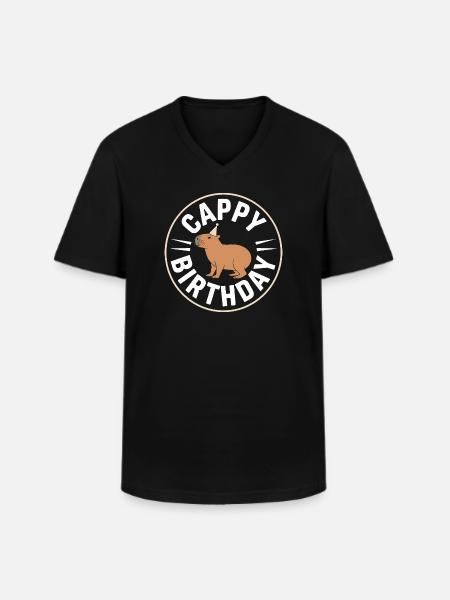 Capybara Birthday Cappy Birthday Funny Capy - Men's V-Neck T-Shirt - black