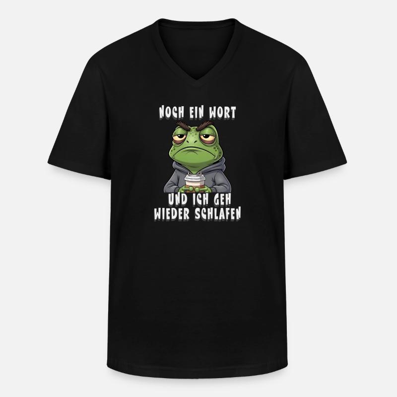 Genervter Frosch Kaffee Müdigkeit - Männer-T-Shirt mit V-Ausschnitt - Schwarz