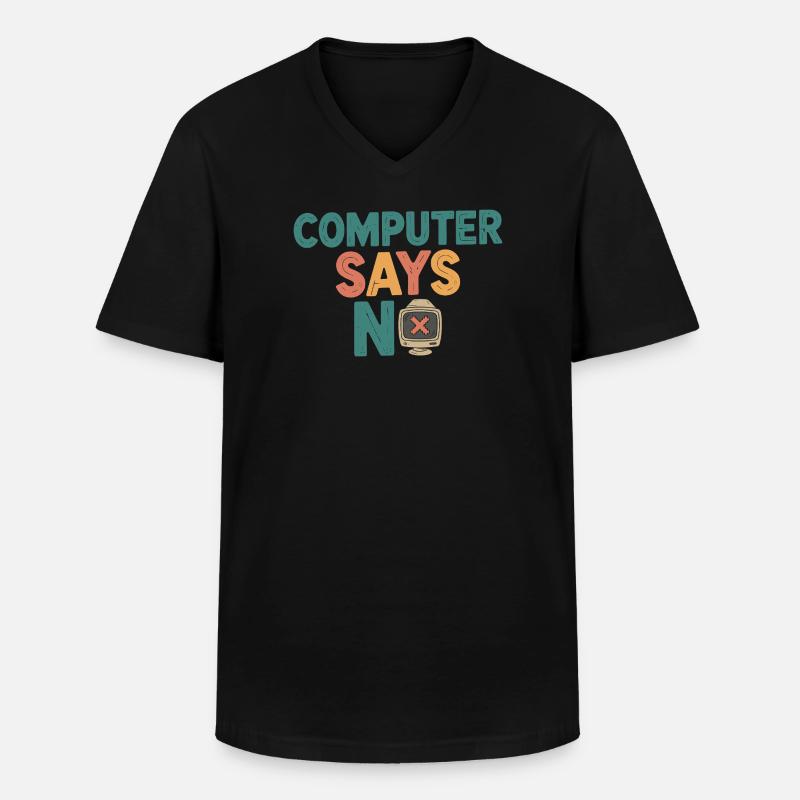 Retro Computer sagt Nein - Männer-T-Shirt mit V-Ausschnitt - Schwarz