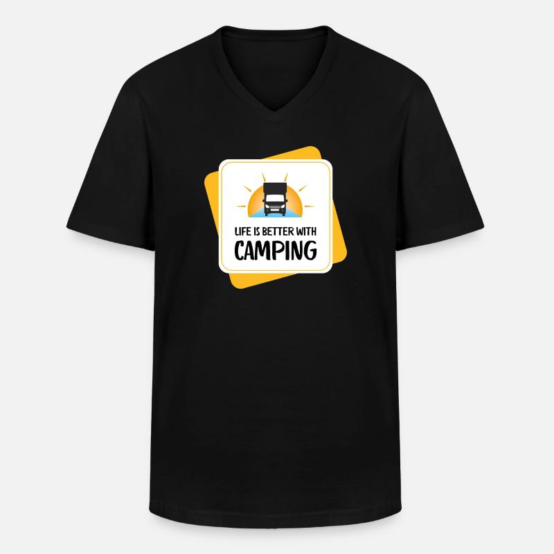 Life Is Better with Camping – Design - Männer-T-Shirt mit V-Ausschnitt - Schwarz